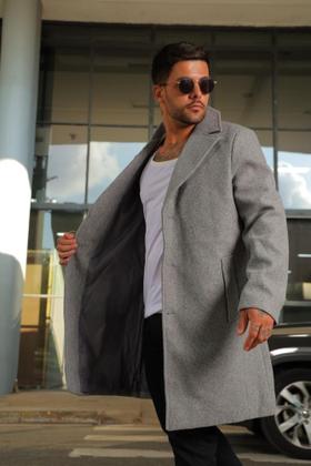 Imagem de Sobretudo Masculino Casaco Longo Lã Batida Jaqueta Clássico Elegante Frio Estilo Inverno Refinado