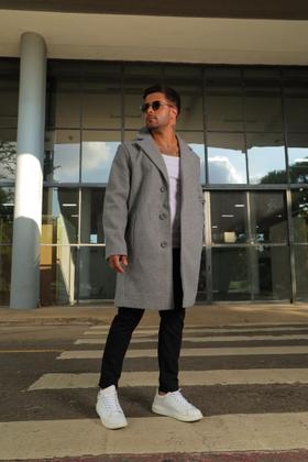 Imagem de Sobretudo Masculino Casaco Longo Lã Batida Jaqueta Clássico Elegante Frio Estilo Inverno Refinado