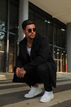 Imagem de Sobretudo Masculino Casaco Longo Lã Batida Jaqueta Clássico Elegante Frio Estilo Inverno Refinado