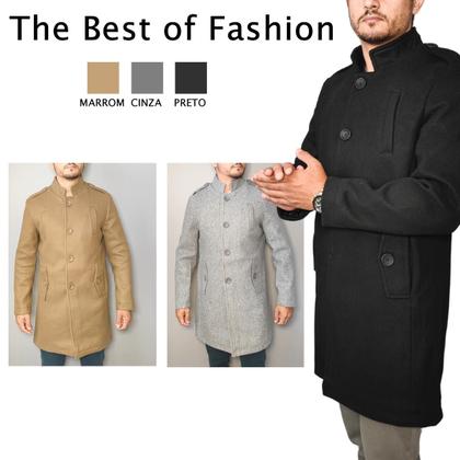 Imagem de Sobretudo Masculino Longo Lã Alto Padrão Parka Elegante Luxo