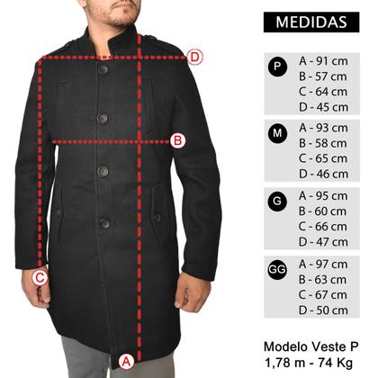 Imagem de Sobretudo Masculino Longo Lã Alto Padrão Parka Elegante Luxo