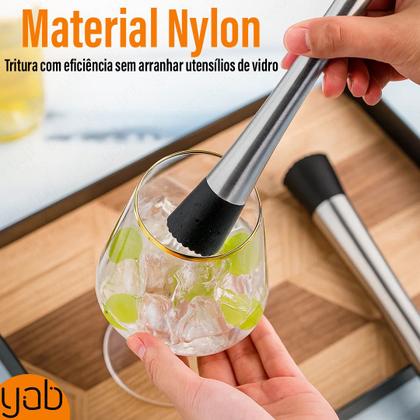 Imagem de Socador Macerador Caipirinha Inox Amassador Barman Bar Limão