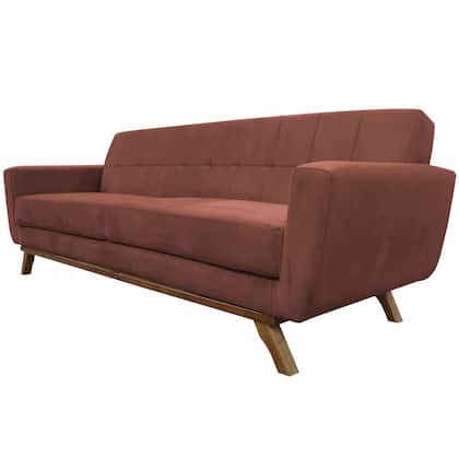 Imagem de Sofá 03 Lugares 210cm Miami Base Madeira Veludo Terracota - Nexta Casa
