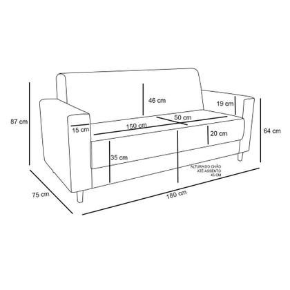Imagem de Sofá 03 Lugares Arezzo Linho Pés Chanfrado Tabaco - D'rossi Cor A05 Cinza