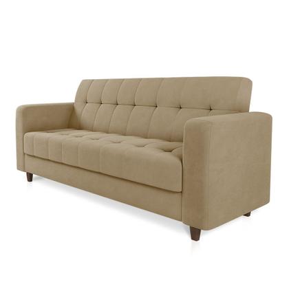 Imagem de Sofá 03 Lugares Arezzo Suede Marrom Rato Pés Chanfrado Tabaco D01 - D'Rossi