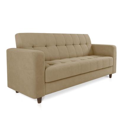 Imagem de Sofá 03 Lugares Arezzo Suede Marrom Rato Pés Chanfrado Tabaco D01 - D'Rossi