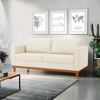 Imagem de Sofá 03 Lugares Juliette Linho Base Madeira Castanho D03 - D'Rossi