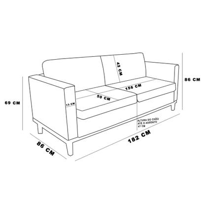 Imagem de Sofá 03 Lugares Juliette Linho Base Madeira Castanho D03 - D'Rossi