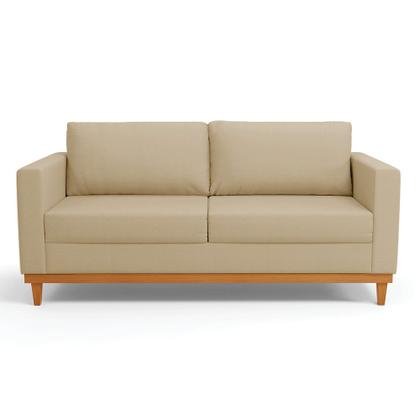 Imagem de Sofá 03 Lugares Juliette Linho Base Madeira Castanho D03 - D'Rossi