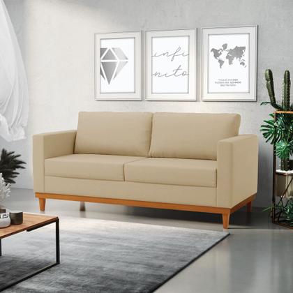 Imagem de Sofá 03 Lugares Juliette Linho Base Madeira Castanho D03 - D'Rossi