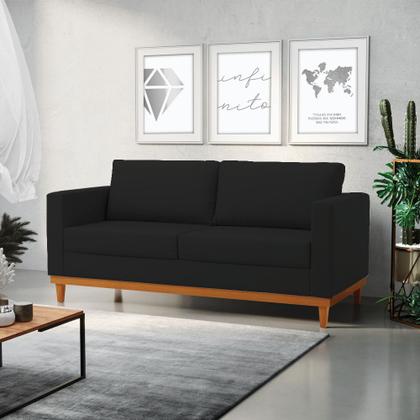 Imagem de Sofá 03 Lugares Juliette Linho Base Madeira Castanho D03 - D'Rossi