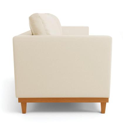 Imagem de Sofá 03 Lugares Juliette material sintético Bege Base Madeira Castanho