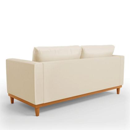 Imagem de Sofá 03 Lugares Juliette material sintético Bege Base Madeira Castanho