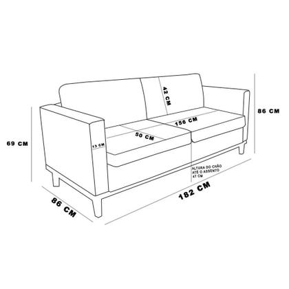 Imagem de Sofá 03 Lugares Juliette material sintético Bege Base Madeira Castanho