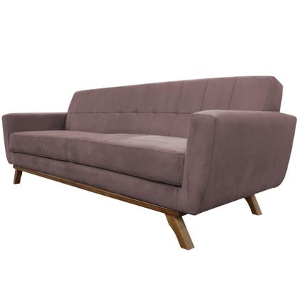 Imagem de Sofá 04 Lugares 230cm Miami Base Madeira Veludo Rosê - Nexta Casa