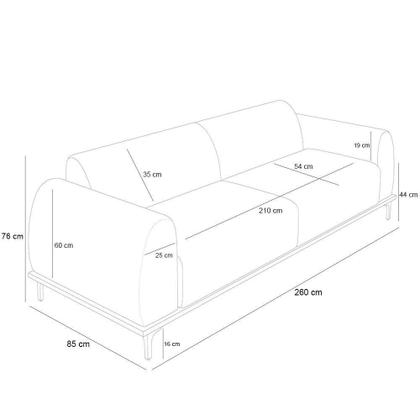 Imagem de Sofá 04 Lugares Kiev 260 Cm Veludo Bege C-309