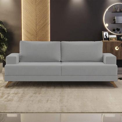 Imagem de Sofá 180cm 3 Lugares Pés Curvos Santi Suede D05 Cinza - Mpozenato
