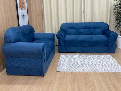 Sofá 2 e 3 Lugares Azul 410 Viena - Alpoim Imagem de Sofá 2 e 3 Lugares Azul 410 Viena