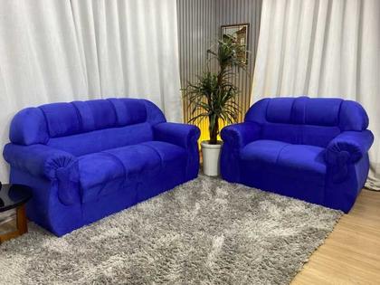 Sofá 2 e 3 Lugares Azul 910 Corsa - Alpoim Imagem de Sofá 2 e 3 Lugares Azul 910 Corsa