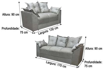 Imagem de Sofá 2 e 3 Lugares Cinza 605 Paris