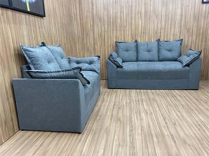 Sofá 2 e 3 Lugares Cinza 605 Paris - Alpoim Imagem de Sofá 2 e 3 Lugares Cinza 605 Paris