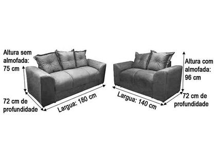 Imagem de Sofá 2 e 3 Lugares Cinza 605 Porto