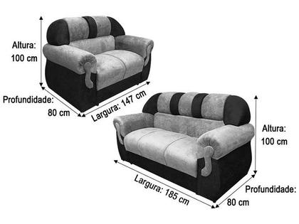 Imagem de Sofá 2 e 3 Lugares Cinza com Preto 605/601 Corsa