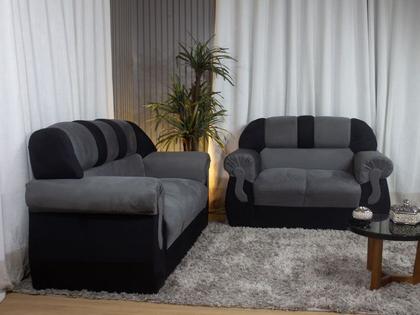 Imagem de Sofá 2 e 3 Lugares Cinza com Preto 605/601 Corsa