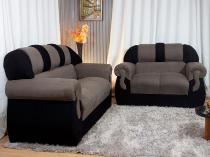 Imagem de Sofá 2 e 3 Lugares Marrom com Preto 603/601 Corsa