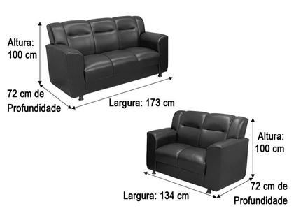 Imagem de Sofá 2 e 3 Lugares material sintético Marrom Itália Plus