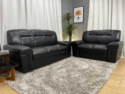Imagem de Sofá 2 e 3 Lugares material sintético Preto Lazio Plus