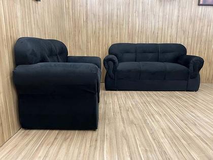Sofá 2 e 3 Lugares Preto 601 Viena - Alpoim Imagem de Sofá 2 e 3 Lugares Preto 601 Viena
