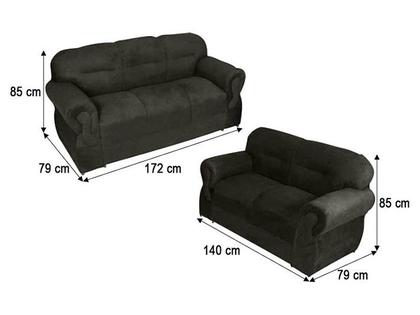 Sofá 2 e 3 Lugares Preto 601 Viena - Alpoim Imagem de Sofá 2 e 3 Lugares Preto 601 Viena