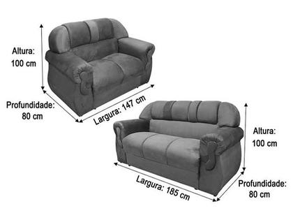Imagem de Sofá 2 e 3 Lugares Preto com Cinza 601/605 Corsa