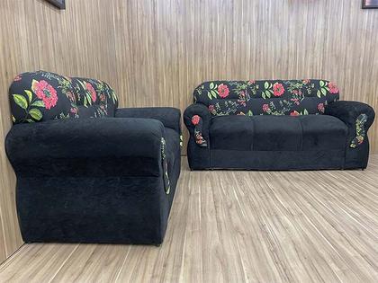 Imagem de Sofá 2 e 3 Lugares Preto com Floral 601/17 Viena