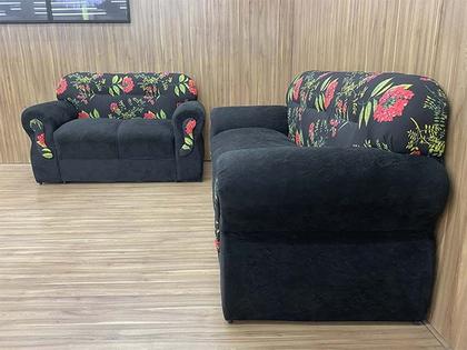 Imagem de Sofá 2 e 3 Lugares Preto com Floral 601/17 Viena