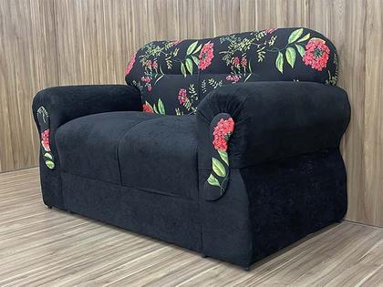 Imagem de Sofá 2 e 3 Lugares Preto com Floral 601/17 Viena