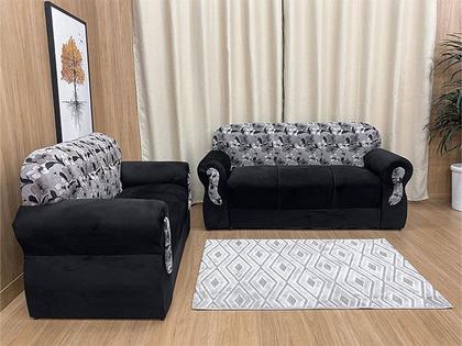 Sofá 2 e 3 Lugares Preto com Floral 601/33 Viena - Alpoim Imagem de Sofá 2 e 3 Lugares Preto com Floral 601/33 Viena