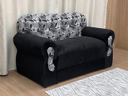 Sofá 2 e 3 Lugares Preto com Floral 601/33 Viena - Alpoim Imagem de Sofá 2 e 3 Lugares Preto com Floral 601/33 Viena