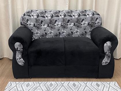 Sofá 2 e 3 Lugares Preto com Floral 601/33 Viena - Alpoim Imagem de Sofá 2 e 3 Lugares Preto com Floral 601/33 Viena