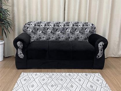 Sofá 2 e 3 Lugares Preto com Floral 601/33 Viena - Alpoim Imagem de Sofá 2 e 3 Lugares Preto com Floral 601/33 Viena