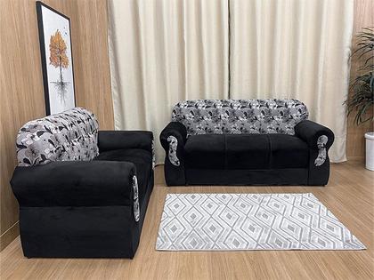 Imagem de Sofá 2 e 3 Lugares Preto com Floral 601/33 Viena