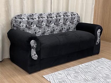Sofá 2 e 3 Lugares Preto com Floral 601/33 Viena - Alpoim Imagem de Sofá 2 e 3 Lugares Preto com Floral 601/33 Viena