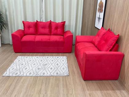 Sofá 2 e 3 Lugares Vermelho 608 Porto - Alpoim Imagem de Sofá 2 e 3 Lugares Vermelho 608 Porto