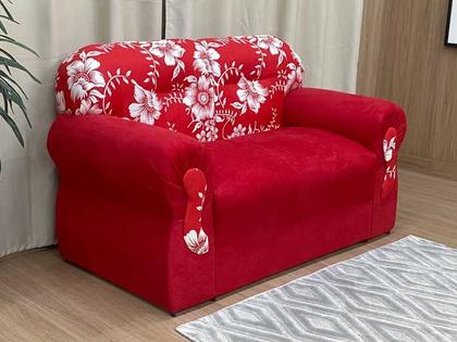 Sofá 2 e 3 Lugares Vermelho com Floral 608/16 Viena - Alpoim Imagem de Sofá 2 e 3 Lugares Vermelho com Floral 608/16 Viena