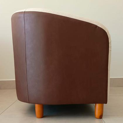 Imagem de Sofá 2 Lugares 120cm Dolar PU Marrom  Bouclé Suave Off White - Sallar Home