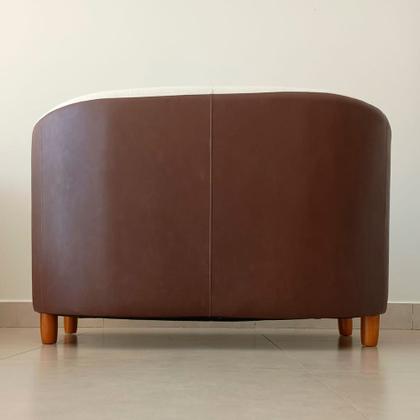 Imagem de Sofá 2 Lugares 120cm Dolar PU Marrom  Bouclé Suave Off White - Sallar Home