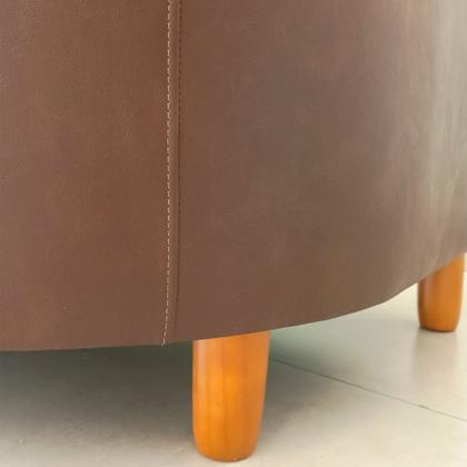 Imagem de Sofá 2 Lugares 120cm Dolar PU Marrom  Bouclé Suave Off White - Sallar Home