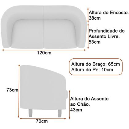 Imagem de Sofá 2 Lugares 120cm Dolar PU Marrom  Bouclé Suave Off White - Sallar Home