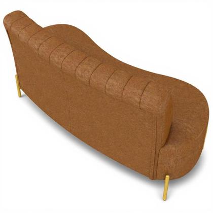 Imagem de Sofá 2 Lugares 160cm Pés Aço Dourado Tamar Sintético Camel Z08 - Mpozenato